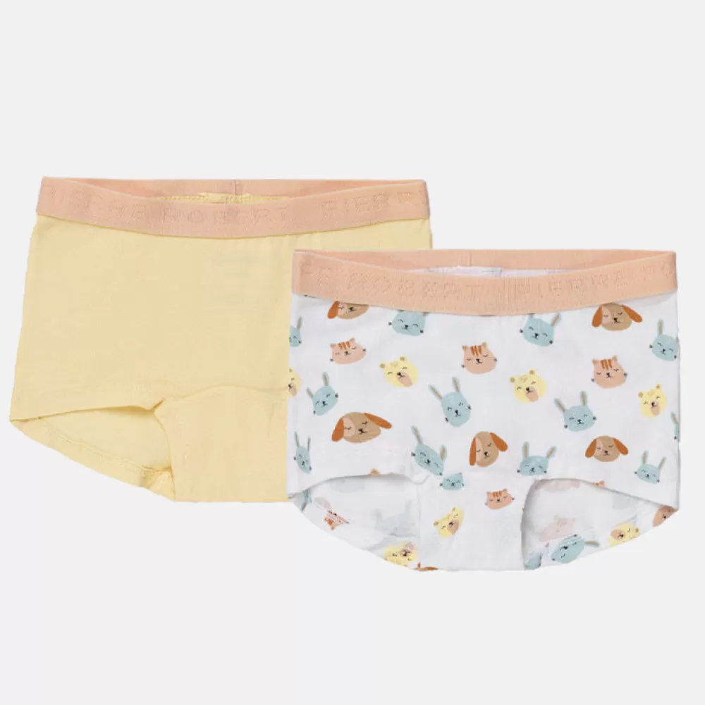 Online Pierre Robert Boxertrosor Bomull Barn 2-Pack Happy Yellow And White