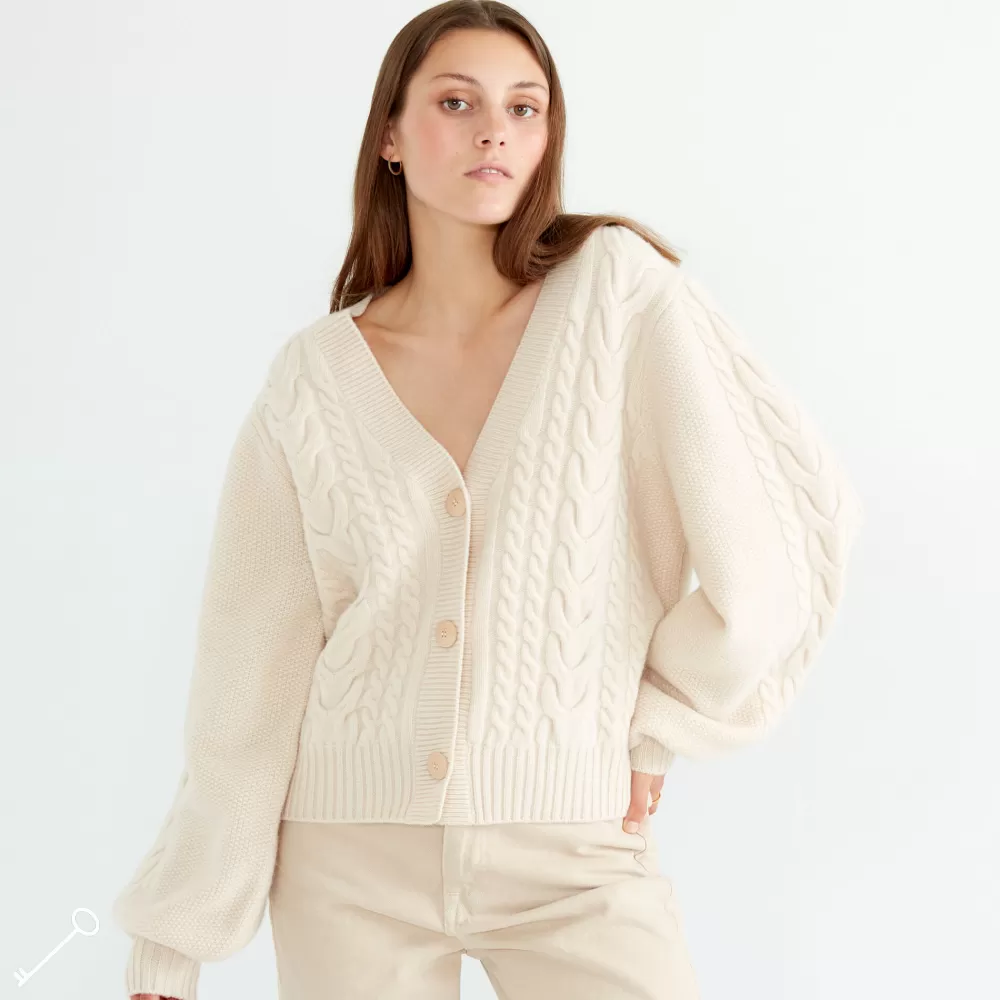 Hot Pierre Robert Cable Cardigan Ull Nature