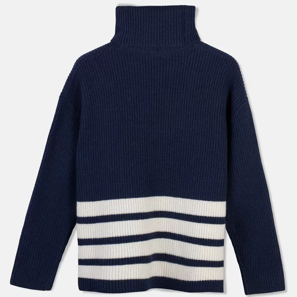 Best Sale Pierre Robert Ulltroja Med Avtagbar Polokrage Blue/Ivory Stripe