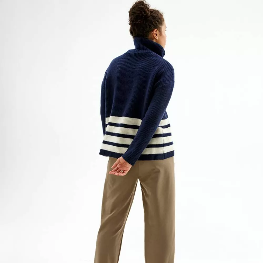 Best Sale Pierre Robert Ulltroja Med Avtagbar Polokrage Blue/Ivory Stripe