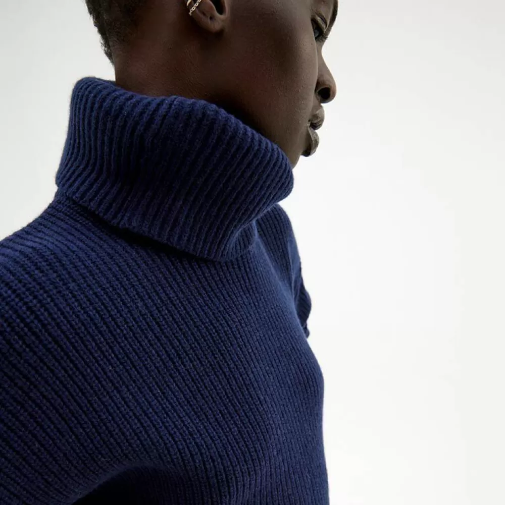 Best Sale Pierre Robert Ulltroja Med Avtagbar Polokrage Blue/Ivory Stripe
